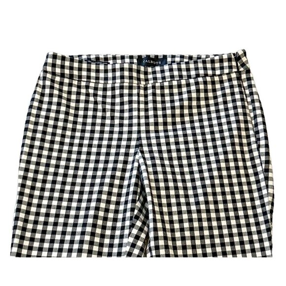 Talbots Women's Gingham Chatham Ankle Pant Black White Stretch Low Rise Size 4P - Picture 3 of 10